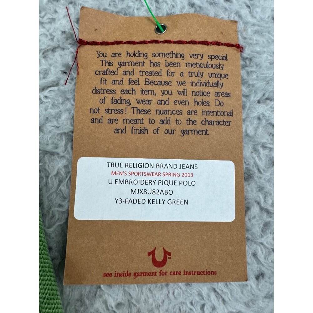 True Religion Mens Sportswear Spring 2013 Embroidery Pique Polo Shirt Green - Picture 7 of 11